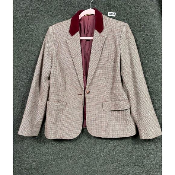 Collectables Blazer Womens 12 Gray Tweed Wool Blend Velvet Collar Made Japan - Picture 1 of 7
